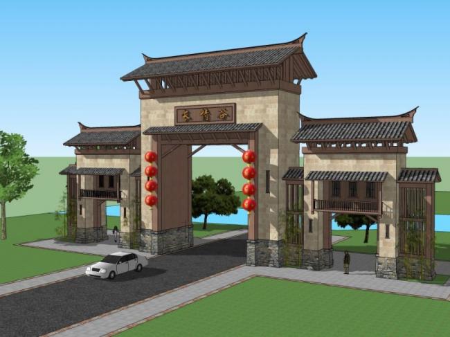 SketchUp Model of a Traditional Chinese City Gate