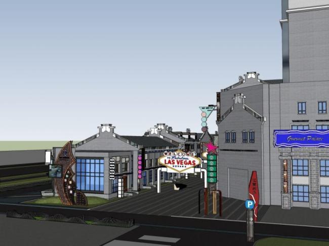 SketchUp Business Model: Multi-Story Modern Chinese Commercial Street Design