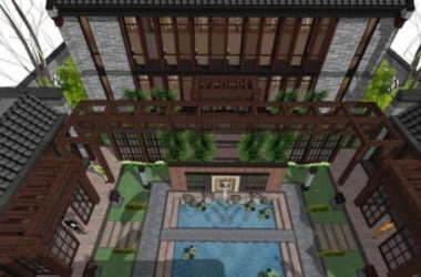 SketchUp Residential Design: Multi-Story Chinese-Style Courtyard Home-BIM WORLD