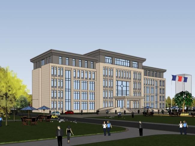 Modern Multi-Story Office Building Model in SketchUp