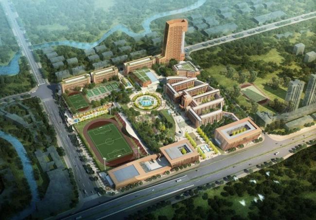 Modern Multi-Story High School Campus Design in SketchUp