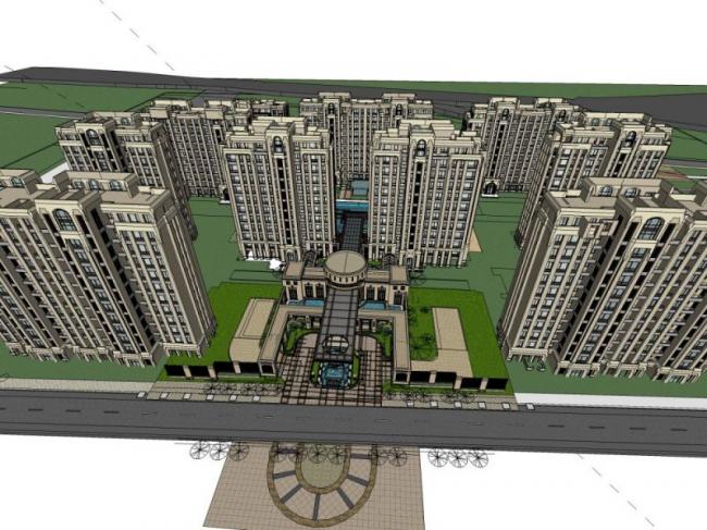 SketchUp Residential Models: High-Rise and Classical Style Buildings