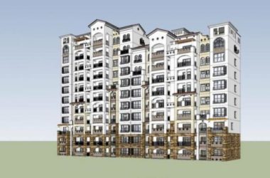 SketchUp Residential Model: Mediterranean-Inspired High-Rise Complex with Spanish Classical Design-BIM WORLD