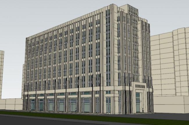 Classical Multi-Story Office Building Model in SketchUp