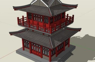 SketchUp Model of a Multi-Story Tang Dynasty Attic in Traditional Chinese Style-BIM WORLD