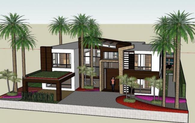 Modern Residential SketchUp Model: Garden House Design