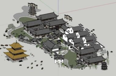 SketchUp Model of Ancient Chinese Multi-Story Southern Residential Architecture Complex-BIM WORLD