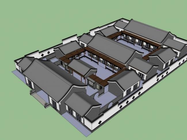 SketchUp Residential Design: Chinese-Style Courtyard Model