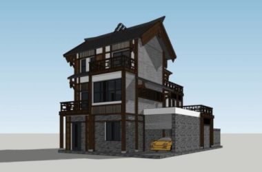 SketchUp Residential Models: Multi-Story Buildings Featuring Ancient Chinese Architecture-BIM WORLD