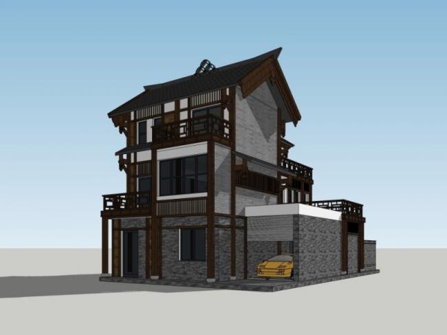SketchUp Residential Models: Multi-Story Buildings Featuring Ancient Chinese Architecture