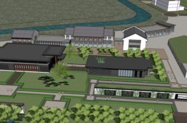 SketchUp Business Model: Multi-Story Sales Office in Modern Chinese Style-BIM WORLD