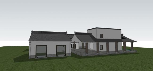 SketchUp Cultural Model: Multi-Story Chinese Academy with Traditional Architecture