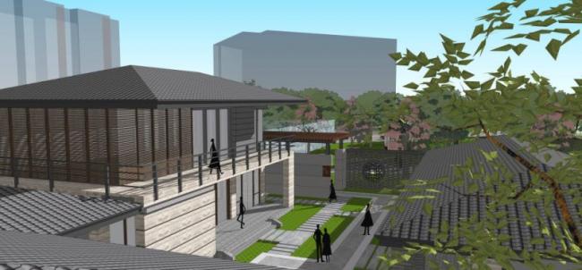 SketchUp Business Model: Multi-Story Club in Modern Chinese Style