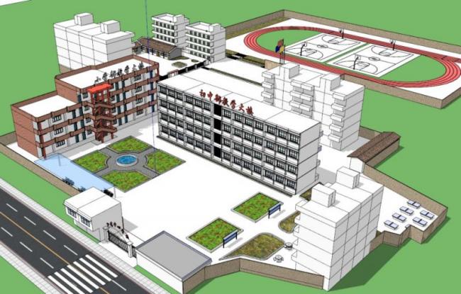 Modern Multi-Story Educational Campus: Primary School, Middle School, and Kindergarten in SketchUp