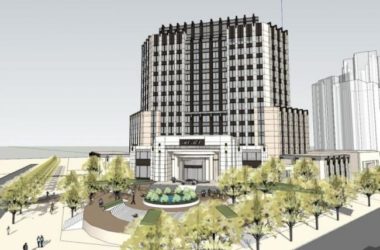 Modern High-Rise Office with Ground-Level Commercial Space in SketchUp-BIM WORLD