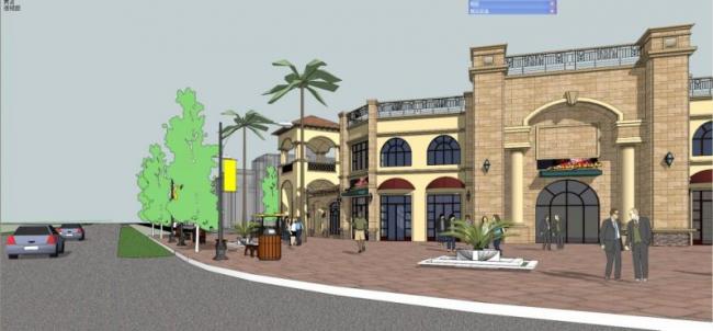 SketchUp Business Model: Multi-Story Commercial Building in Spanish Classical Style