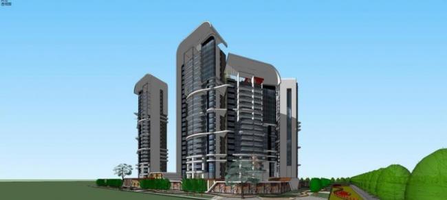 Modern High-Rise Residential Building Models in SketchUp