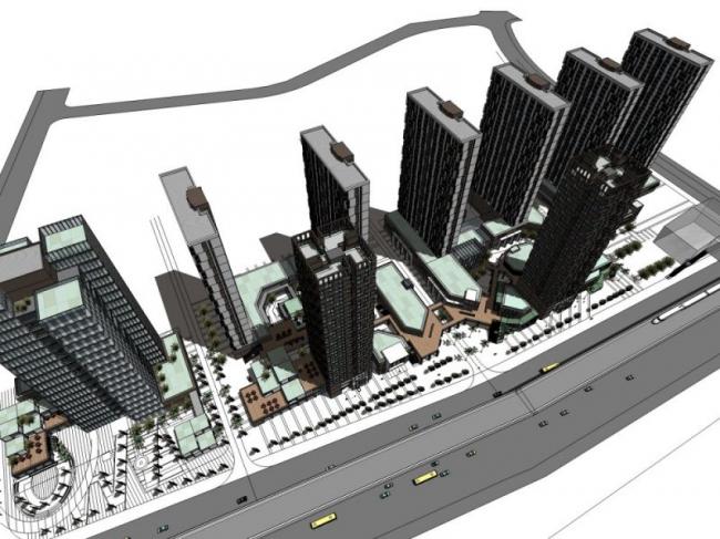 SketchUp Complex Model: Modern High-Rise Commercial Building