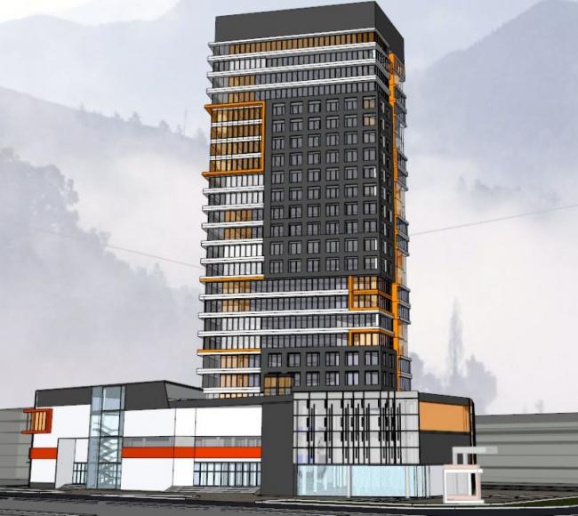 Modern High-Rise Office Building and Commercial Plaza SketchUp Model