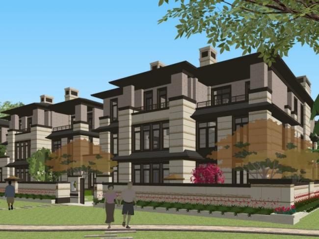 SketchUp Residential Model: Multi-Story Western Neoclassical Garden Home