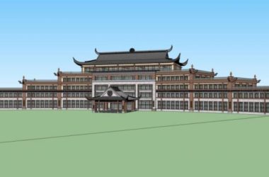 SketchUp Multi-Story Hotel Model Featuring Traditional Chinese Design-BIM WORLD
