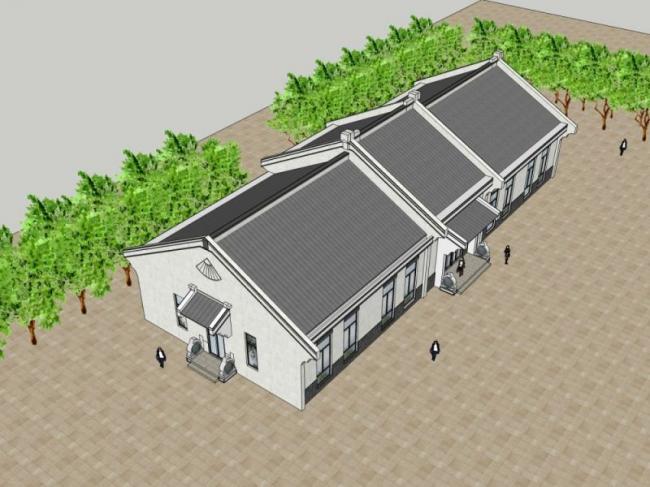Modern Chinese-Style Nursing Home Residential Model in SketchUp