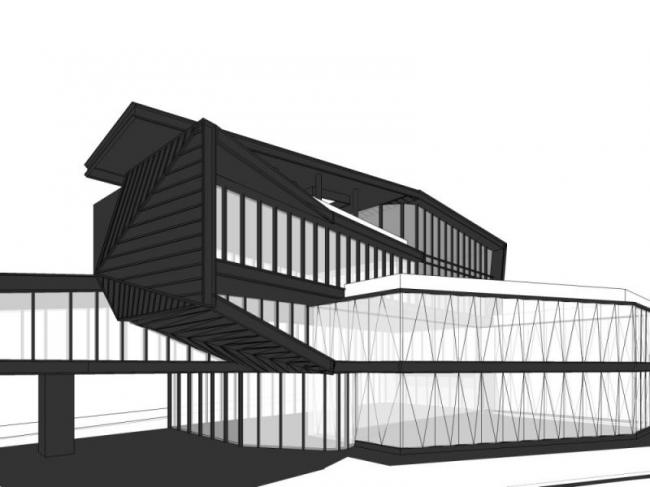 SketchUp Business Model: Modern Multi-Story Clubhouse Design