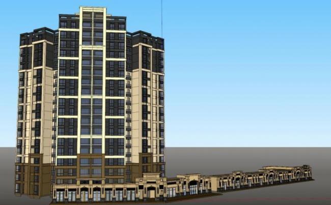 Modern High-Rise Residential with Ground Floor Commercial Space | SketchUp Model