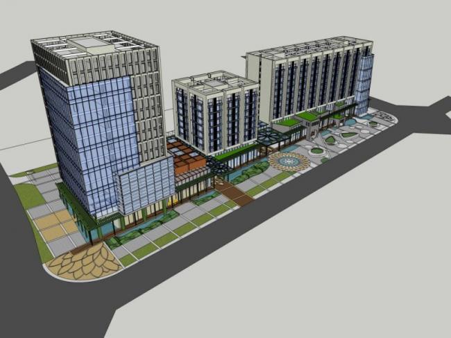 Modern High-Rise Residential Model with Ground-Floor Commercial Space in SketchUp