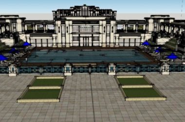 Classical Multi-Story Hotel Model in SketchUp-BIM WORLD
