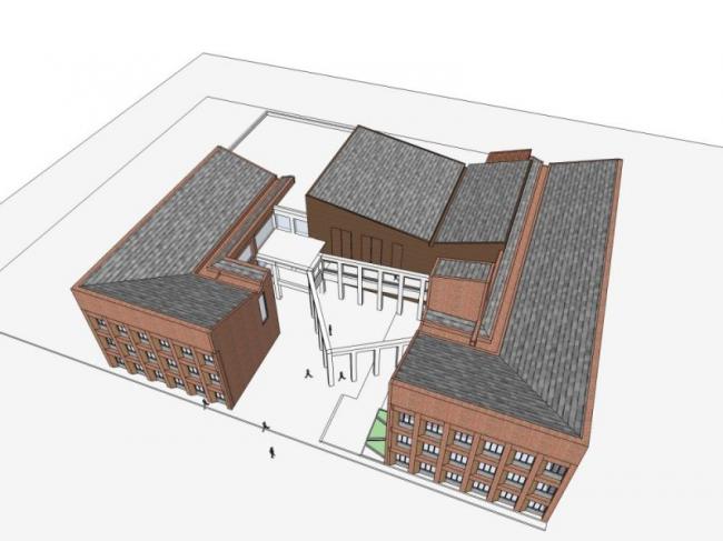 Modern Multi-Story Office Building Model in SketchUp
