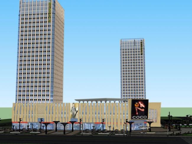 Modern Multi-Story Commercial Complex in SketchUp