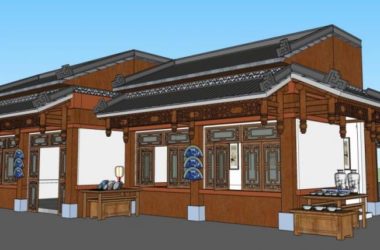 SketchUp Business Model: Designing a Low-Rise Commercial Street in Chinese Style-BIM WORLD
