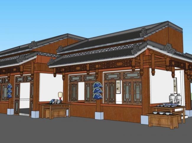 SketchUp Business Model: Designing a Low-Rise Commercial Street in Chinese Style