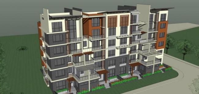 Modern Small High-Rise Residential Model in SketchUp