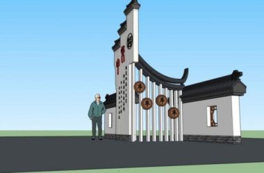 SketchUp Model: Chinese-Style Entrance Design Sketch-BIM WORLD