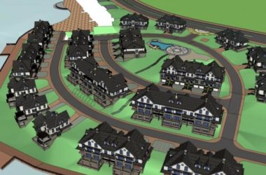 Classical Style Villa Cluster Residential Model in SketchUp-BIM WORLD