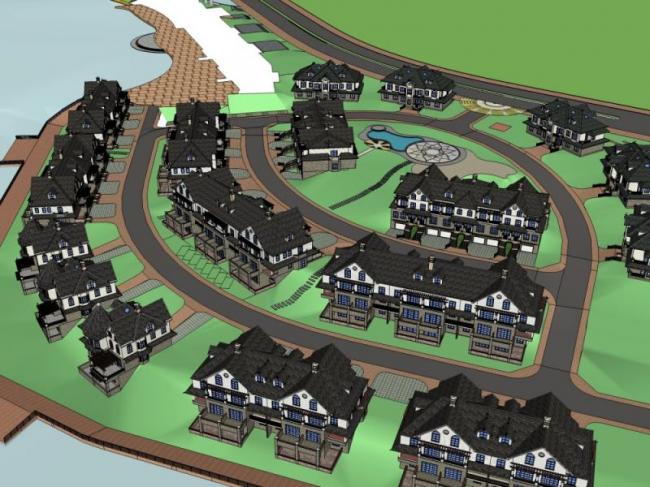 Classical Style Villa Cluster Residential Model in SketchUp