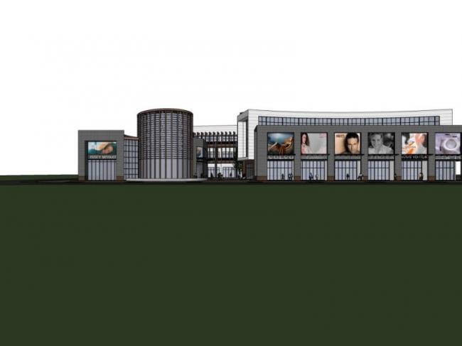 SketchUp Business Model: Multi-Story Commercial Street with Modern Clubhouse Design