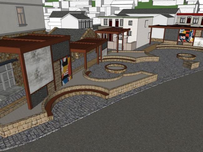 SketchUp Business Model: Modern Multi-Story Commercial Street Design
