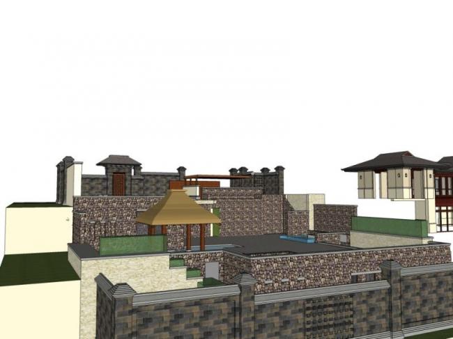 SketchUp Landscape Model: New Chinese Style Courtyard Design