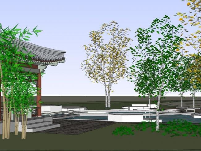 SketchUp Landscape Model: Traditional Chinese Garden Design and Architecture