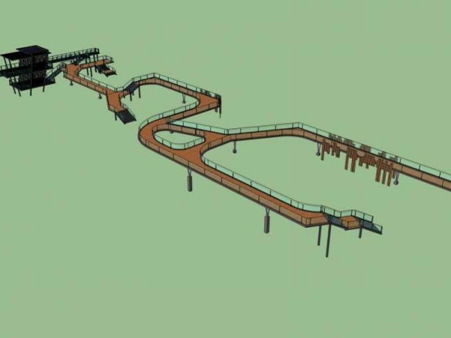 Modern Waterfront Corridor Landscape Design in SketchUp