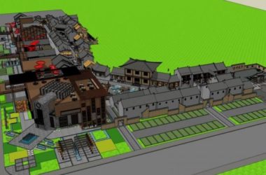 SketchUp Business Model: Multi-Story Commercial Street with Chinese Architecture-BIM WORLD