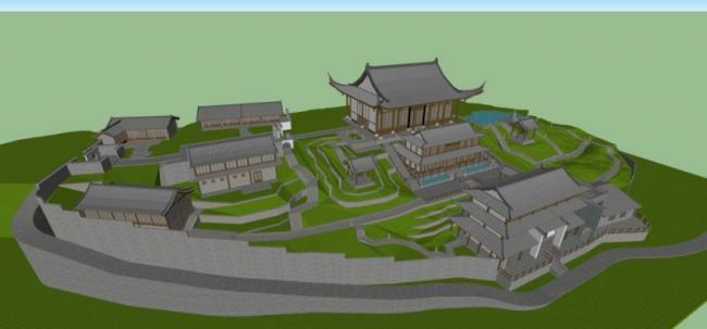SketchUp Model of an Ancient Multi-Story Chinese Temple