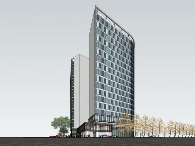 Modern High-Rise Hotel Model in SketchUp