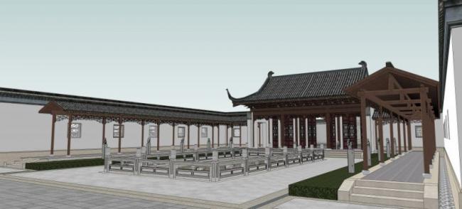SketchUp Residential Model Featuring Chinese-Style Landscape Design