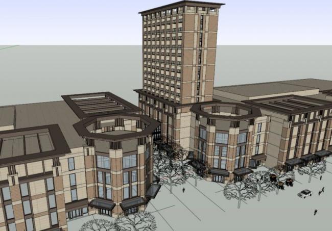 SketchUp Business Model: Modern Multi-Story Commercial Street Design