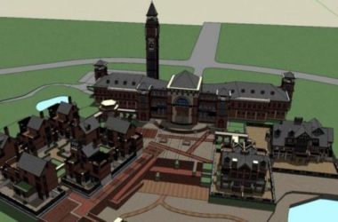 SketchUp School Model: Multi-Story British Classical Elementary School Campus Design-BIM WORLD