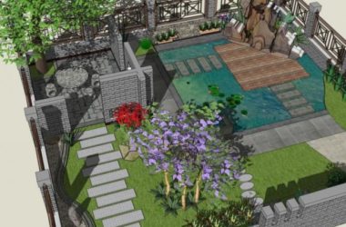 SketchUp Landscape Design: Chinese-Style Villa Courtyard Model-BIM WORLD